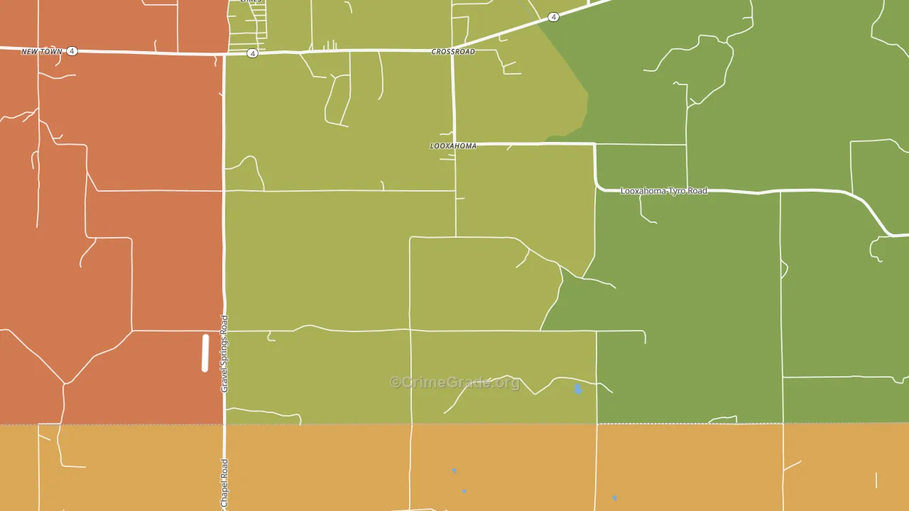Looxahoma, MS Map of Vehicle Theft Rates