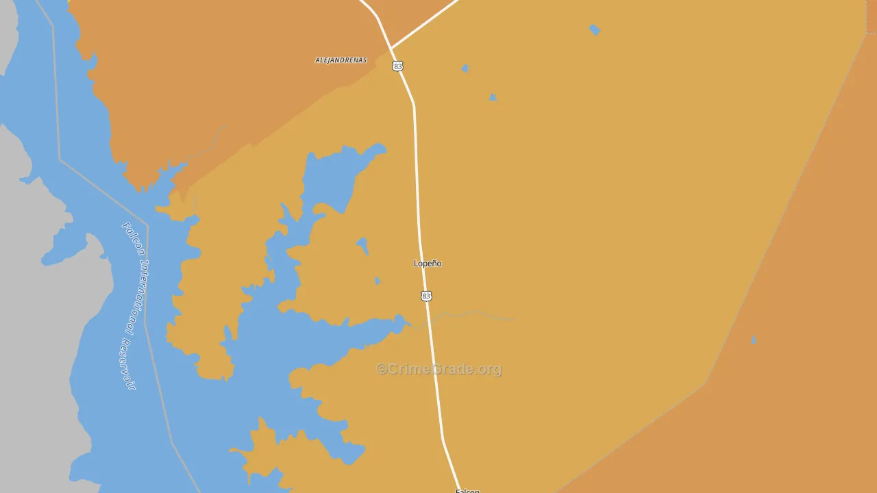 Lopeno, TX Map of Vehicle Theft Rates
