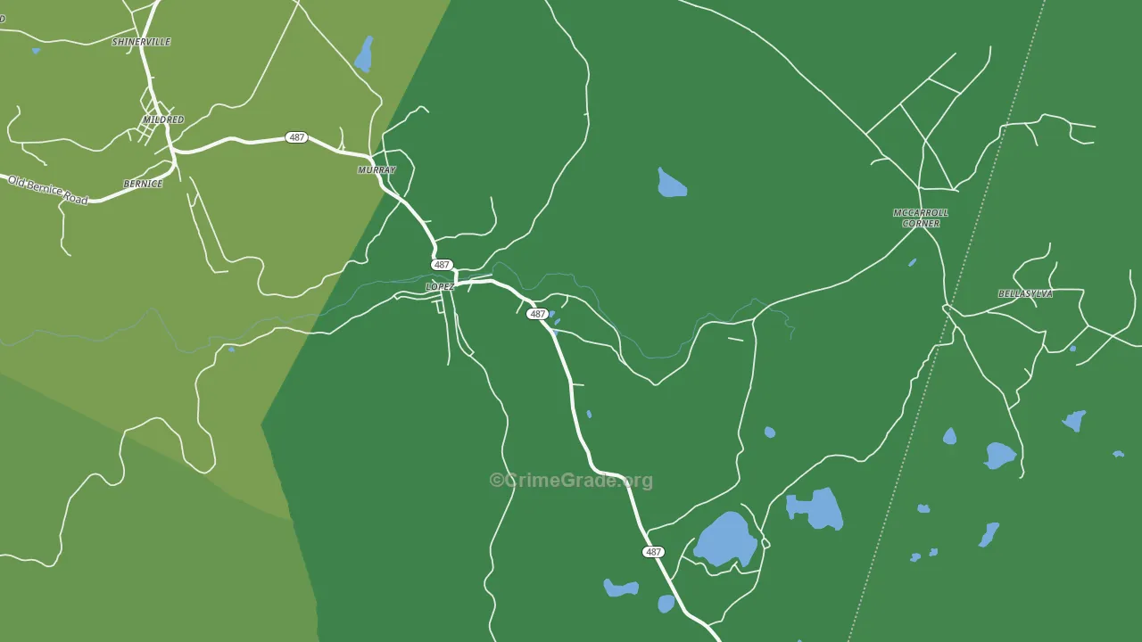 Lopez, PA Map of Vehicle Theft Rates
