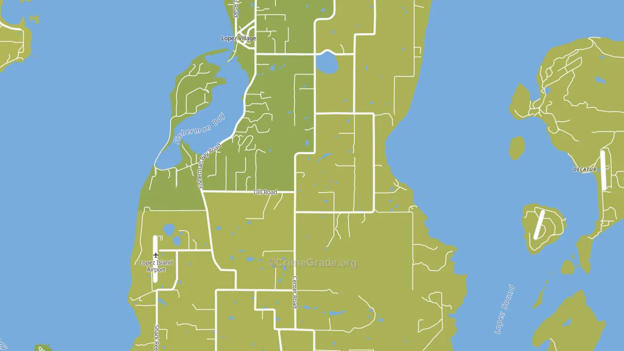 Lopez, WA Map of Vehicle Theft Rates