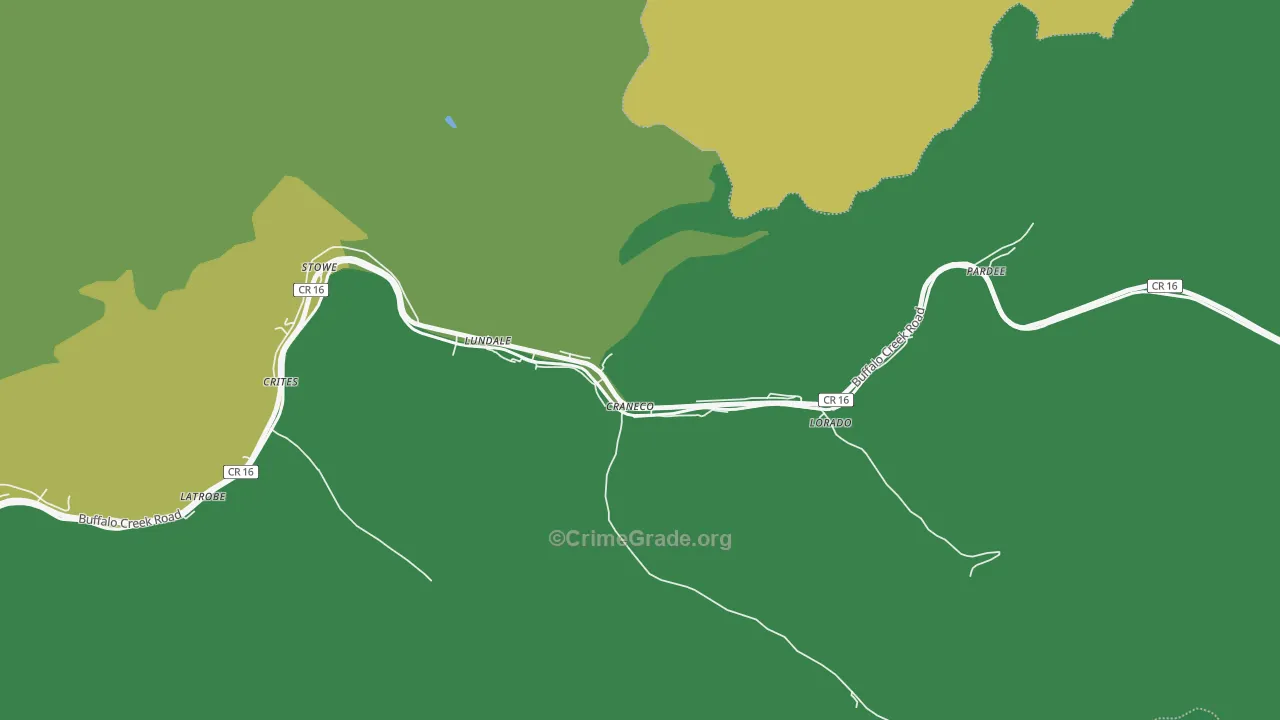 Lorado, WV Map of Vehicle Theft Rates