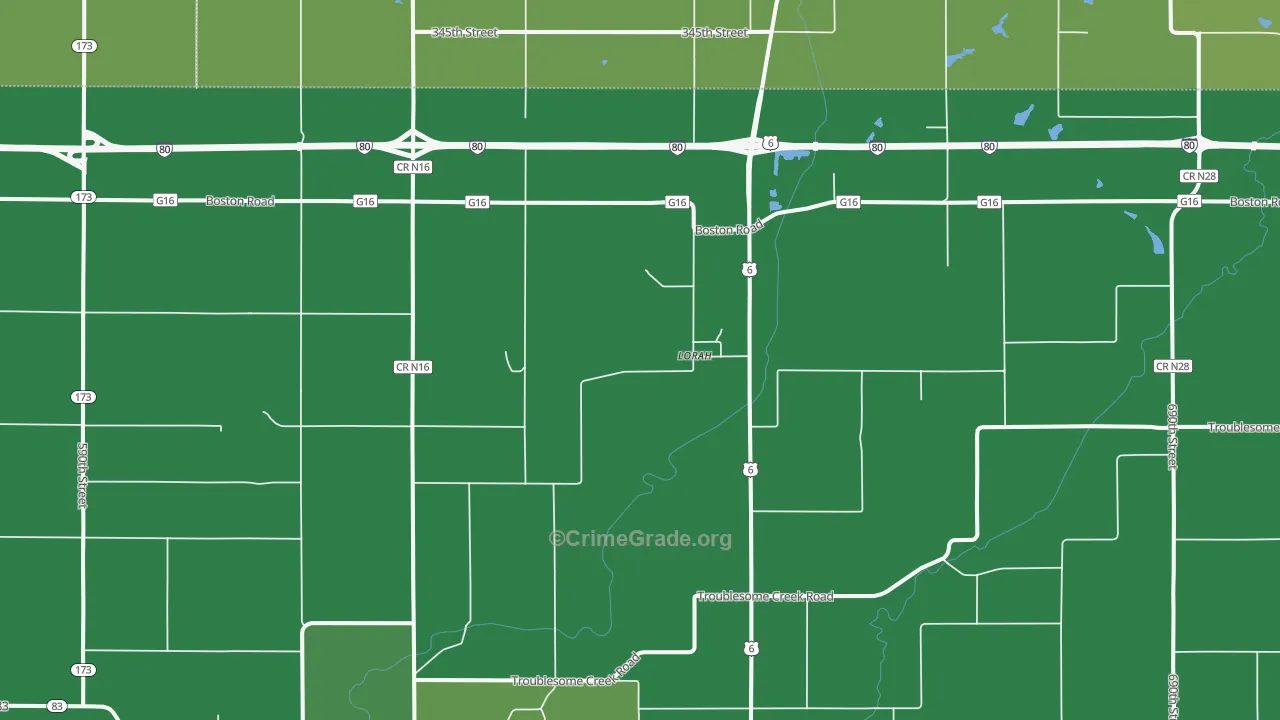 Lorah, IA Map of Vehicle Theft Rates