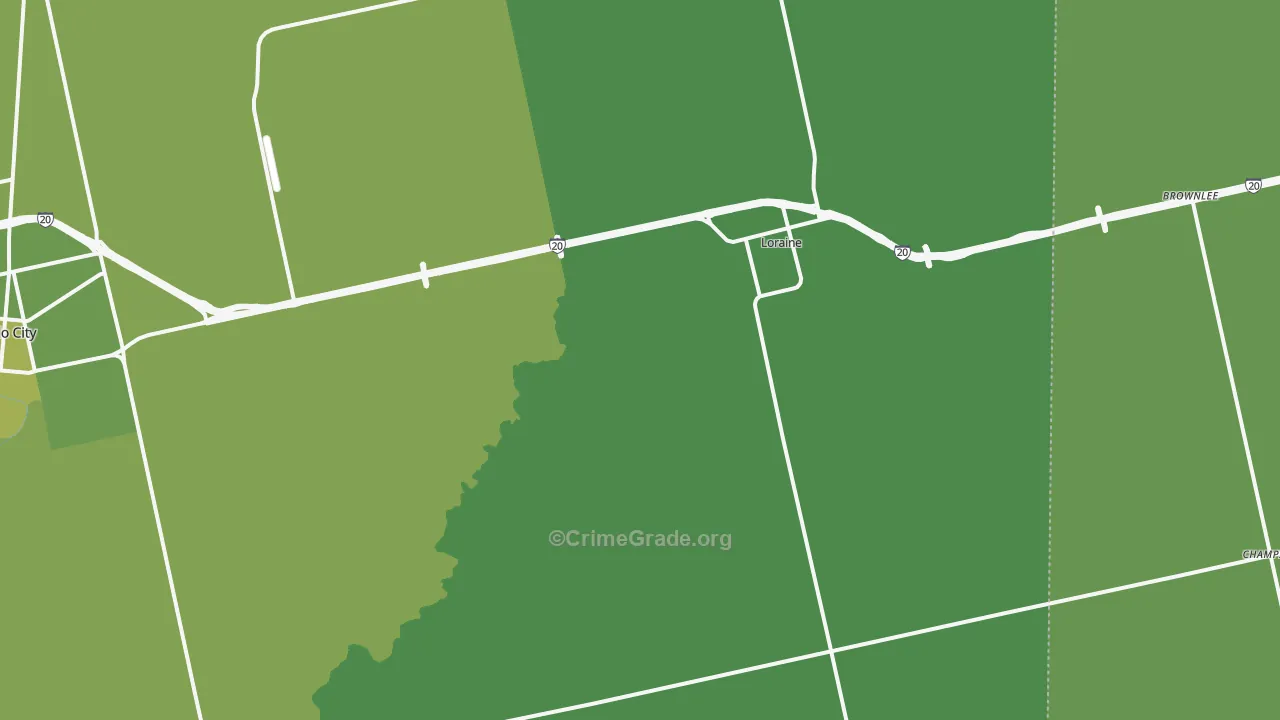 Loraine, TX Map of Vehicle Theft Rates