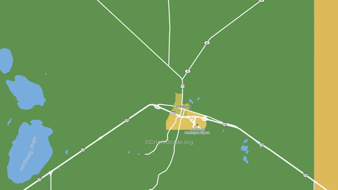 Lordsburg, NM Map of Vehicle Theft Rates