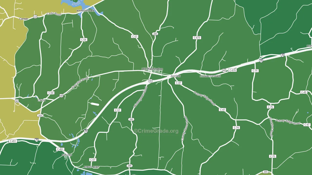 Lore City, OH Map of Vehicle Theft Rates