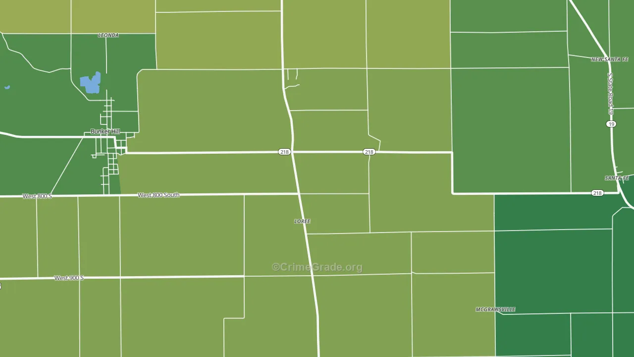 Loree, IN Map of Vehicle Theft Rates