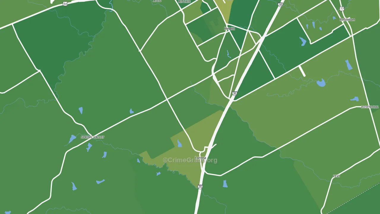 Lorena, TX Map of Vehicle Theft Rates