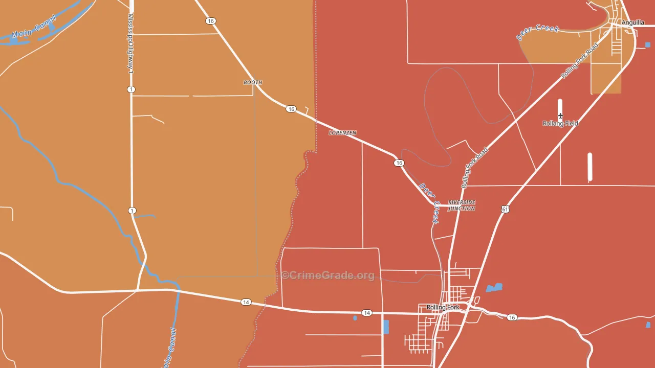 Lorenzen, MS Map of Vehicle Theft Rates