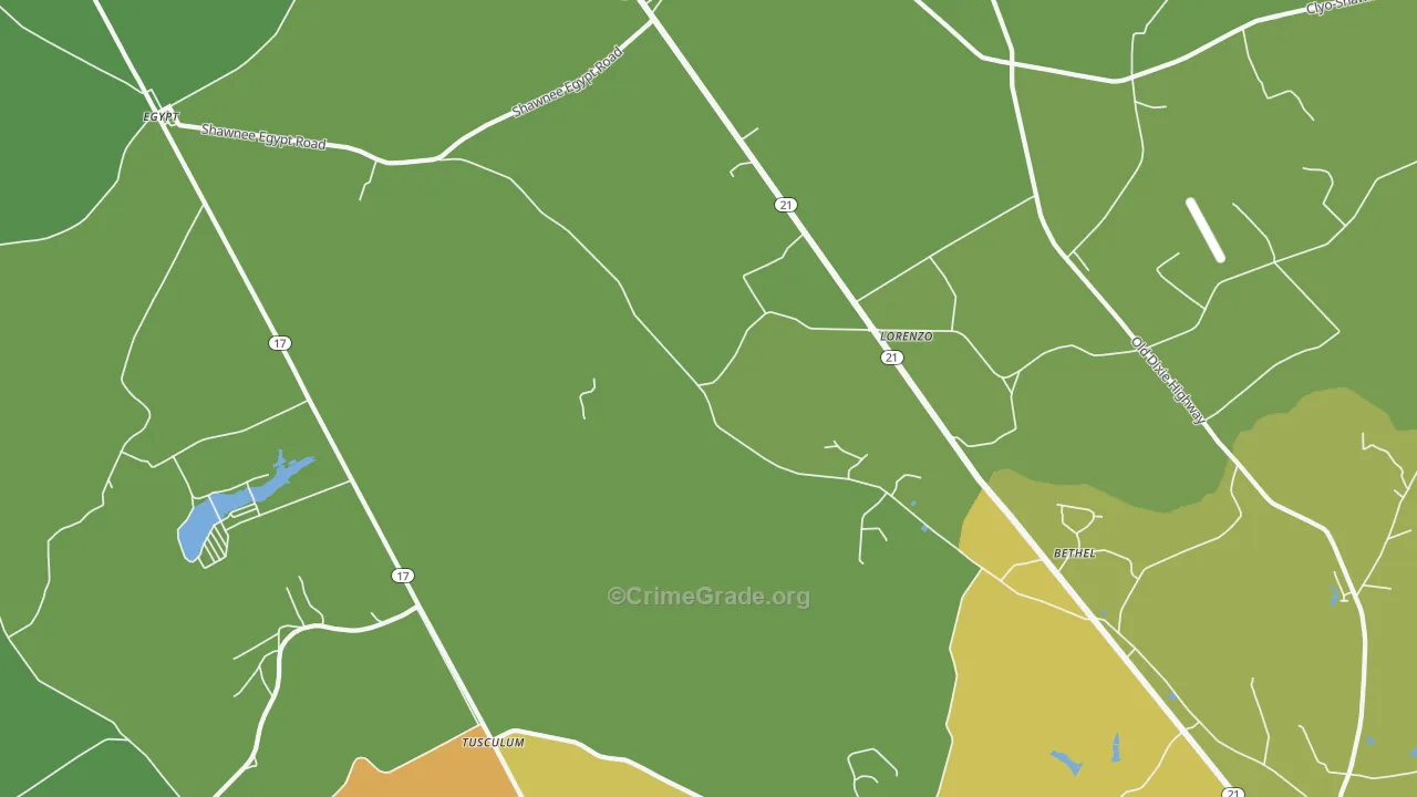 Lorenzo, GA Map of Vehicle Theft Rates
