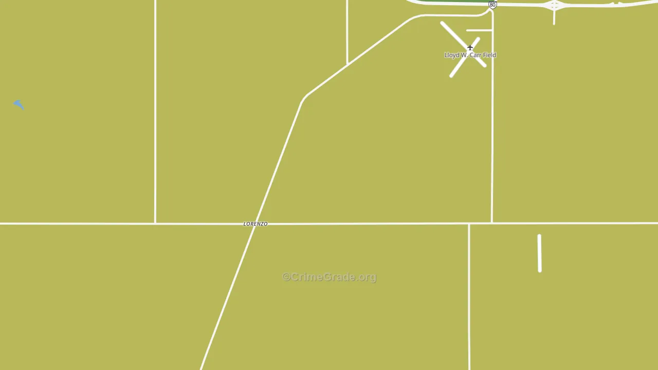 Lorenzo, NE Map of Vehicle Theft Rates