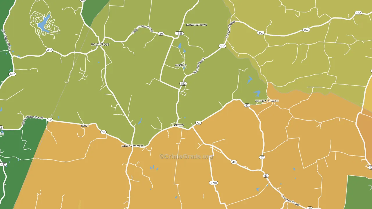 Loretto, KY Map of Vehicle Theft Rates