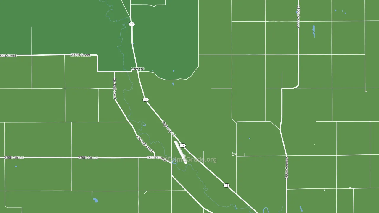 Loretto, NE Map of Vehicle Theft Rates