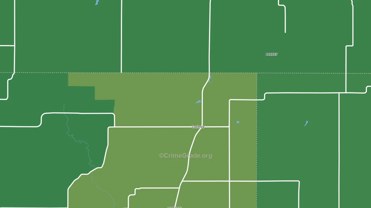 Lorimor, IA Map of Vehicle Theft Rates