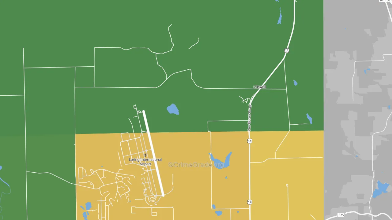 Loring Air Force Base, ME Map of Vehicle Theft Rates