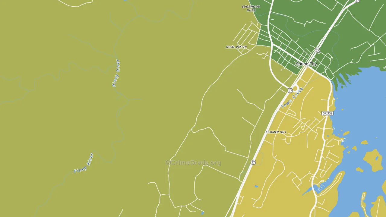 Lorraine, TN Map of Vehicle Theft Rates