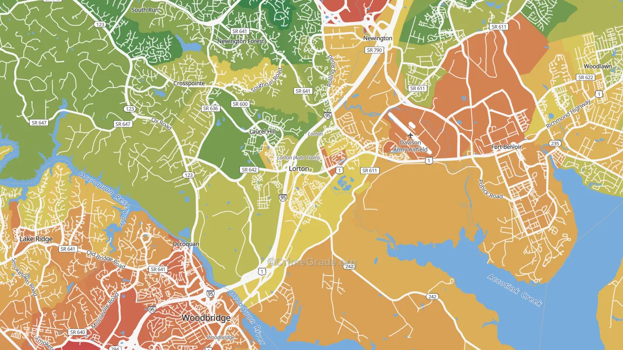 Lorton, VA Map of Vehicle Theft Rates