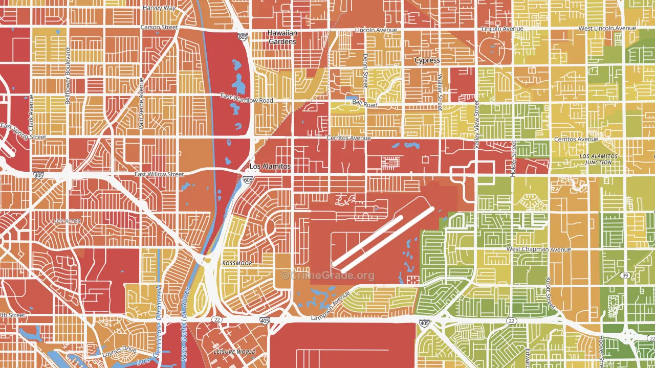 Los Alamitos, CA Map of Vehicle Theft Rates