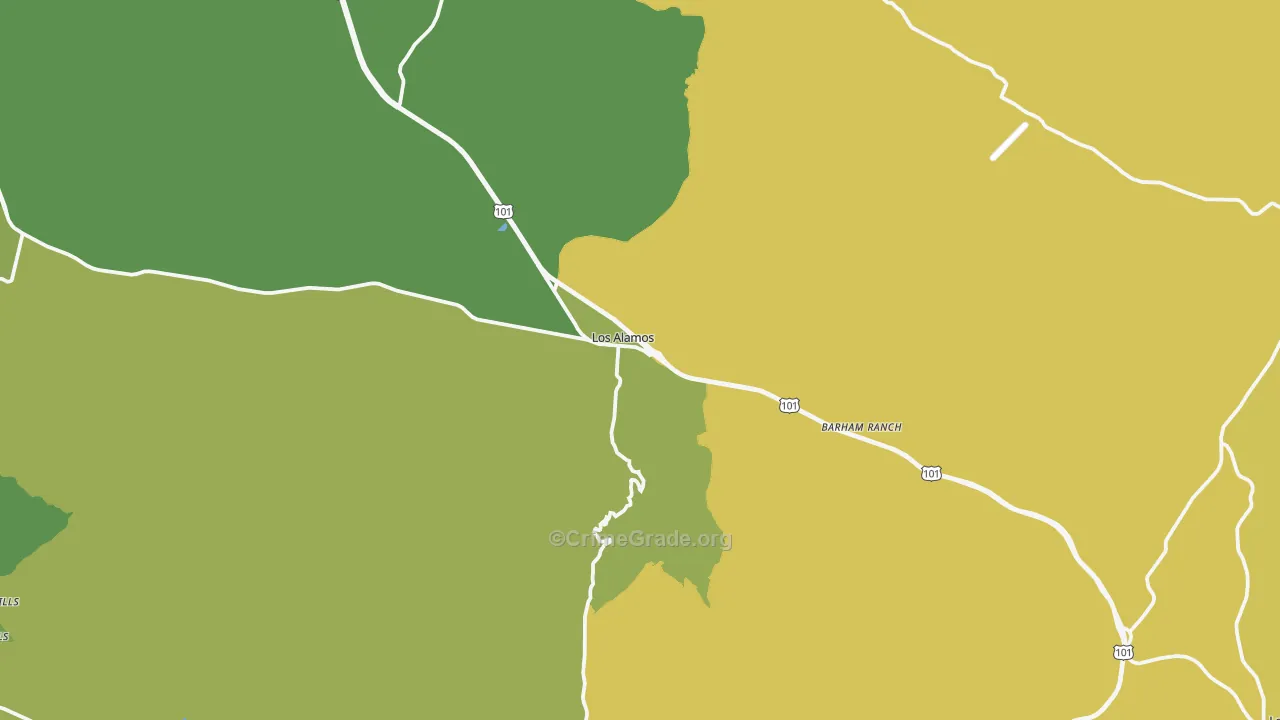 Los Alamos, CA Map of Vehicle Theft Rates