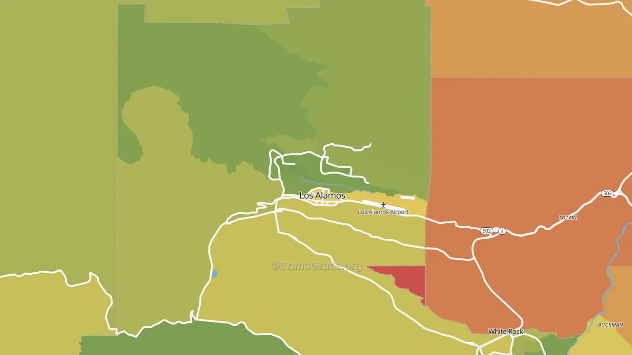 Los Alamos, NM Map of Vehicle Theft Rates