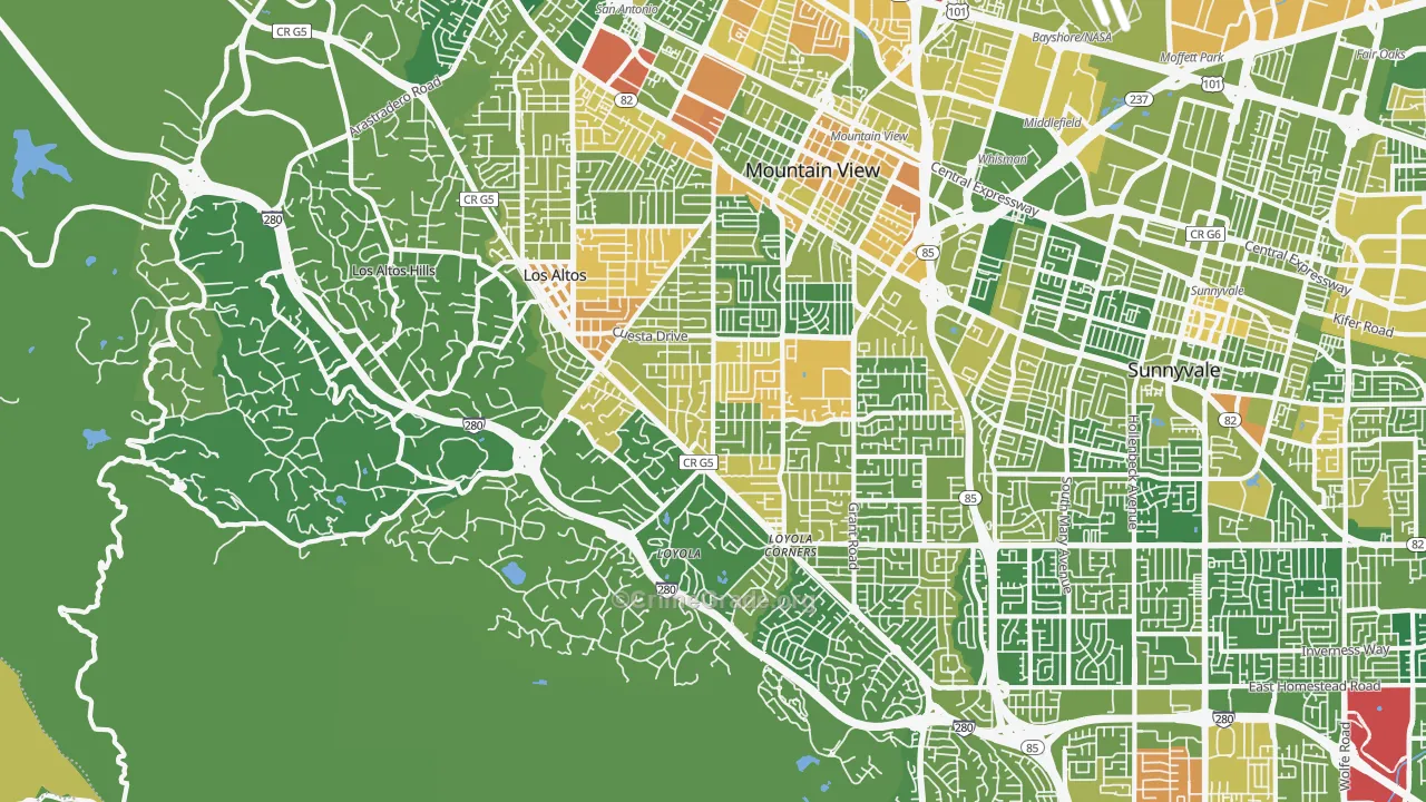 Los Altos, CA Map of Vehicle Theft Rates