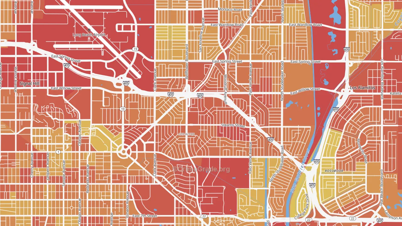 Los Altos, Long Beach, CA Map of Vehicle Theft Rates