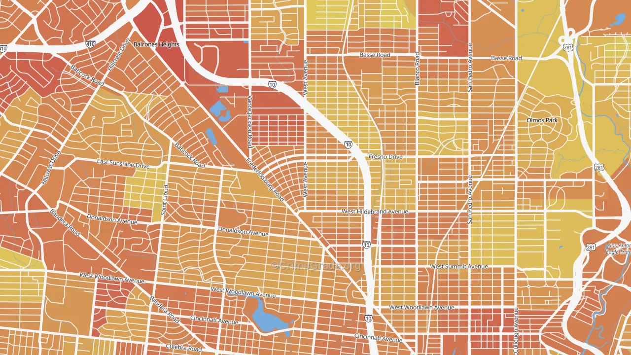 Los Angeles Heights-Keystone, San Antonio, TX Map of Vehicle Theft Rates