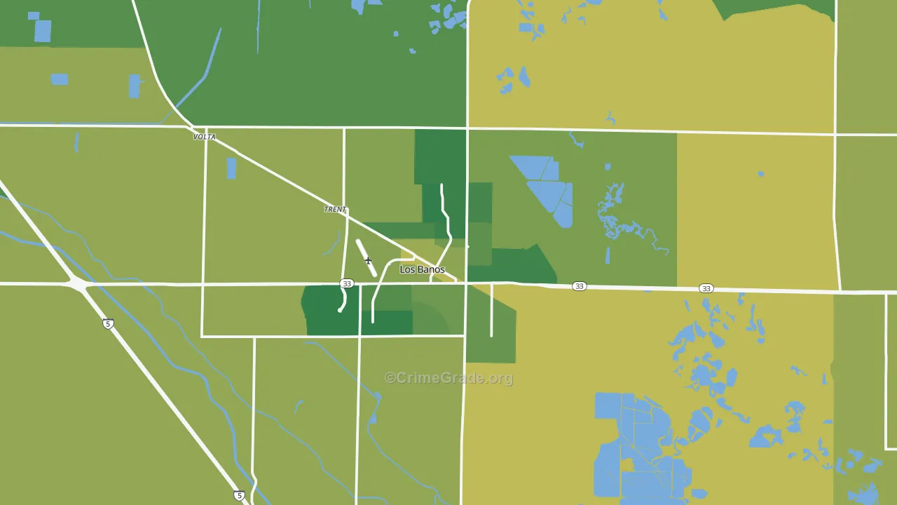 Los Banos, CA Map of Vehicle Theft Rates