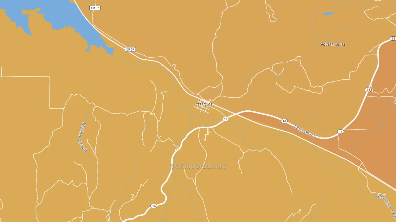 Los Cerrillos, NM Map of Vehicle Theft Rates