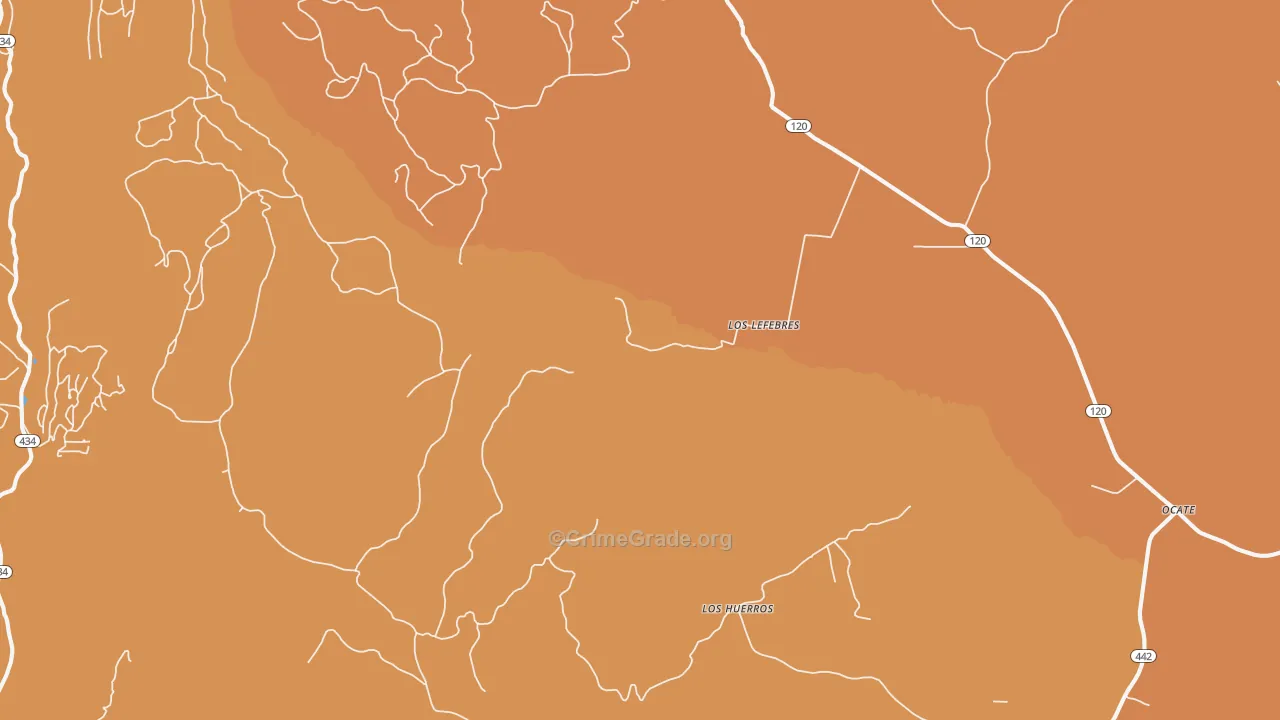 Los Hueros, NM Map of Vehicle Theft Rates