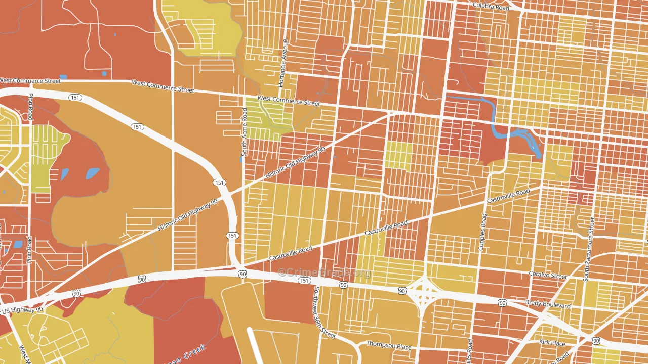 Los Jardines, San Antonio, TX Map of Vehicle Theft Rates