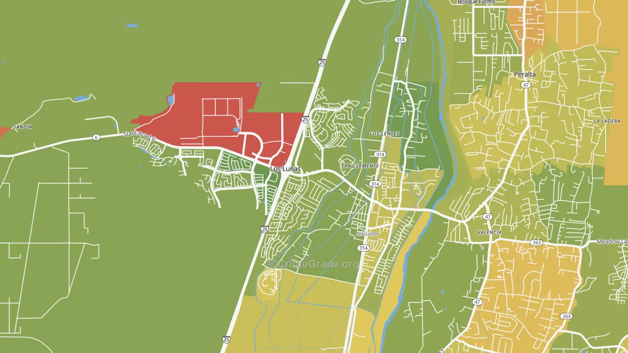 Los Lentes, NM Map of Vehicle Theft Rates