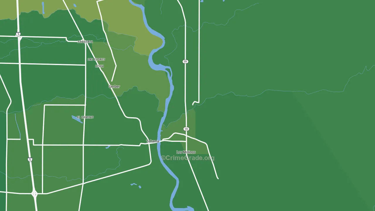 Los Molinos, CA Map of Vehicle Theft Rates
