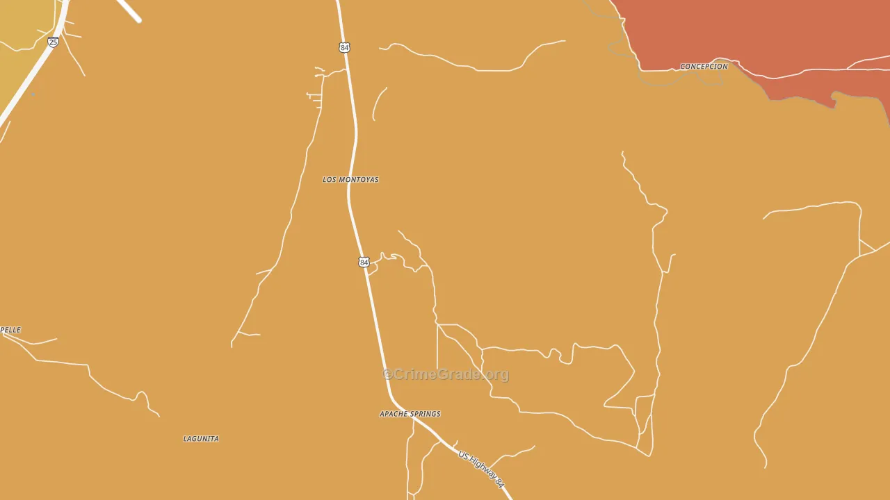 Los Montoyas, NM Map of Vehicle Theft Rates
