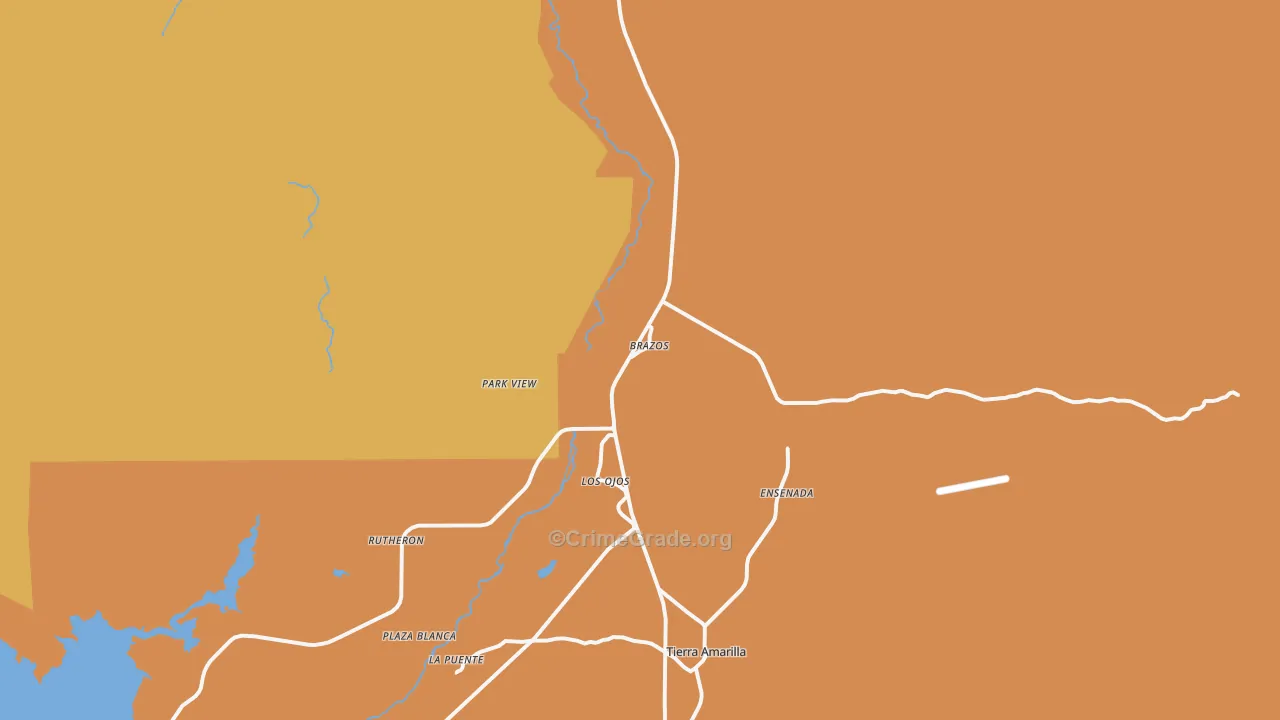 Los Ojos, NM Map of Vehicle Theft Rates