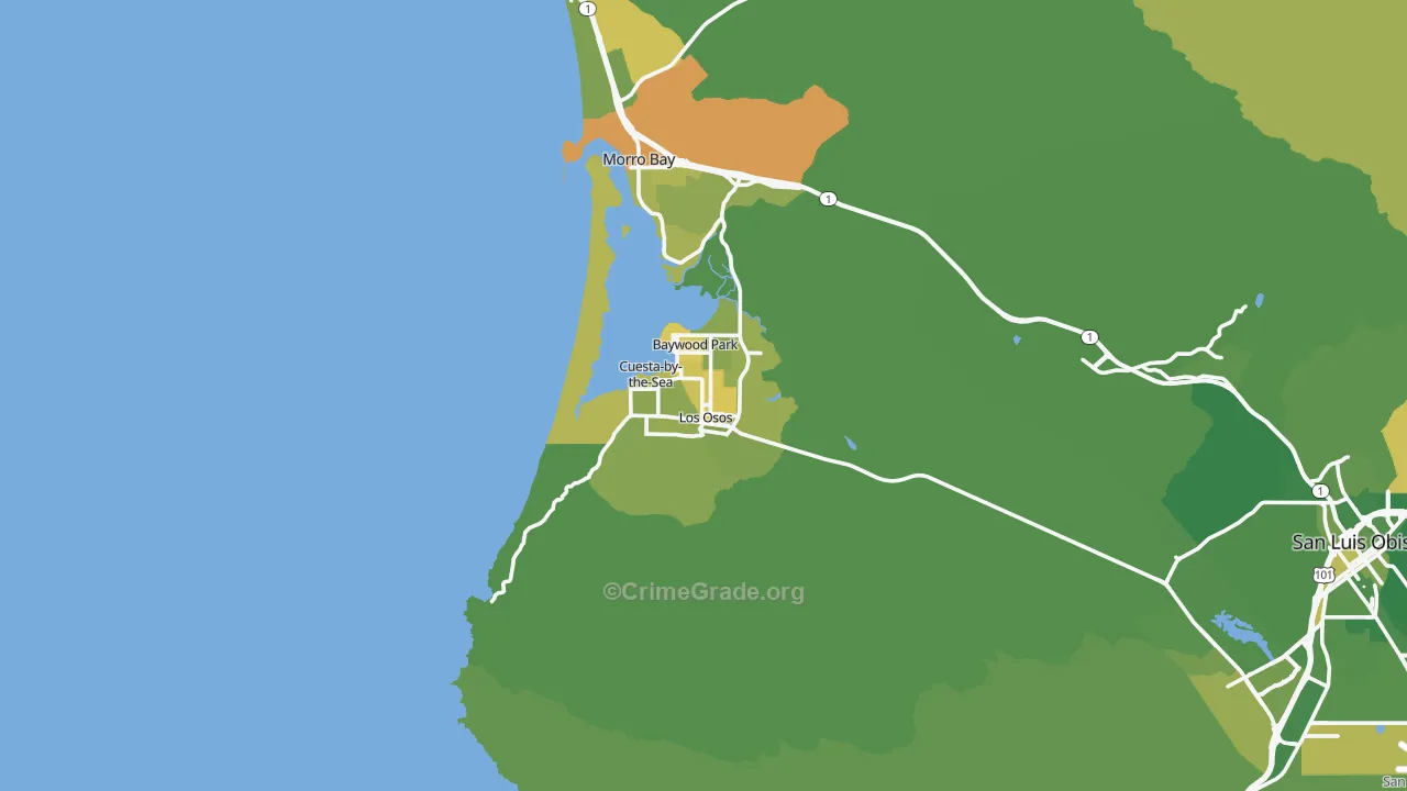 Los Osos, CA Map of Vehicle Theft Rates