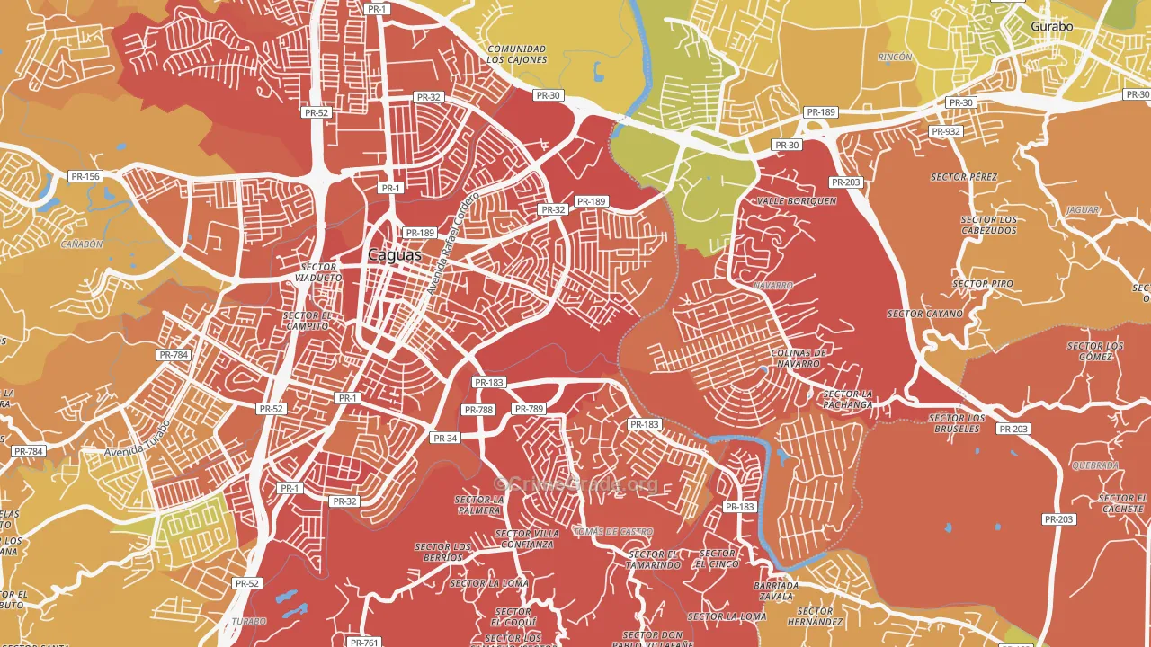 Los Prados, PR Map of Vehicle Theft Rates