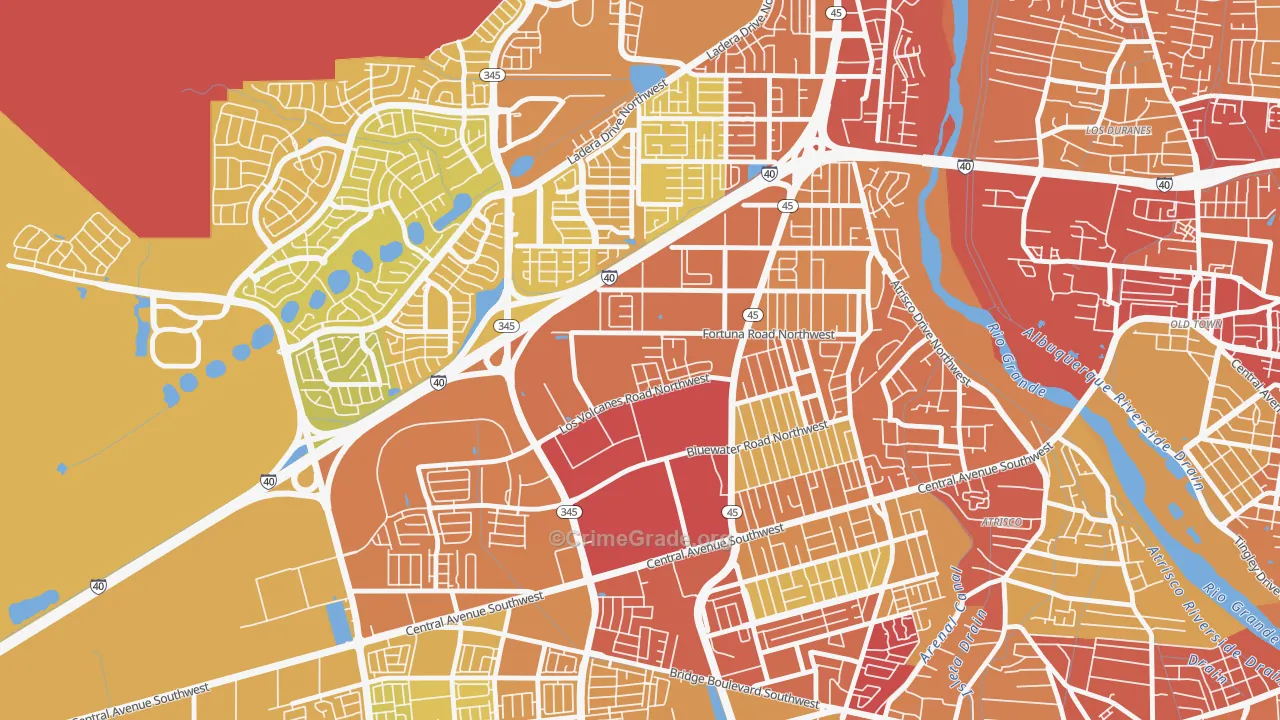 Los Volcanes, Albuquerque, NM Map of Vehicle Theft Rates