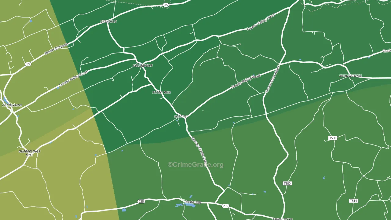 Loschs, PA Map of Vehicle Theft Rates