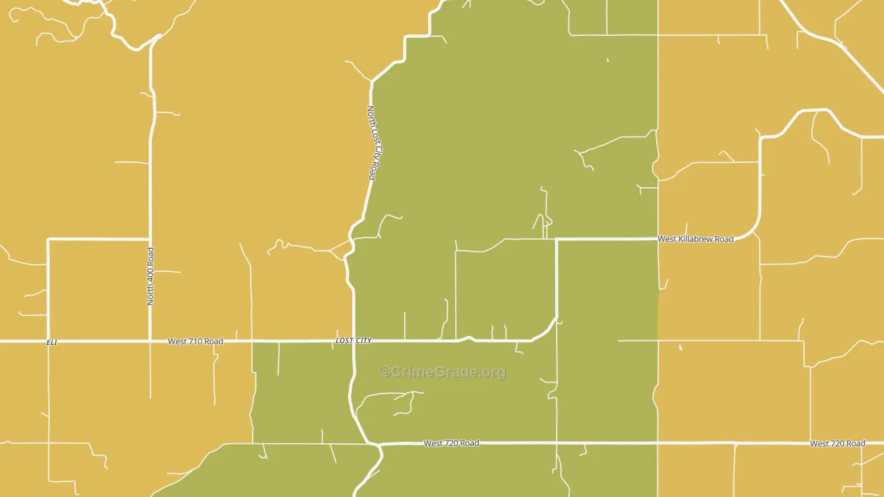 Lost City, OK Map of Vehicle Theft Rates
