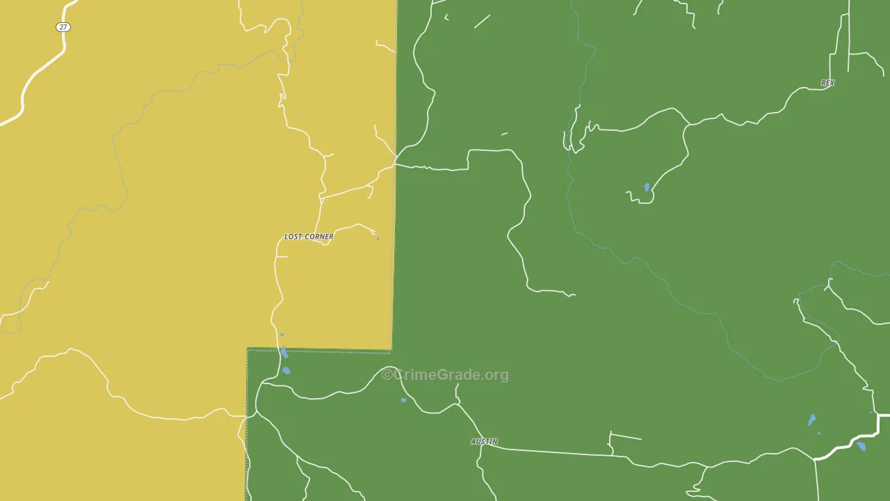 Lost Corner, AR Map of Vehicle Theft Rates