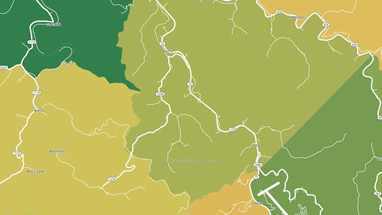 Lost Creek, KY Map of Vehicle Theft Rates