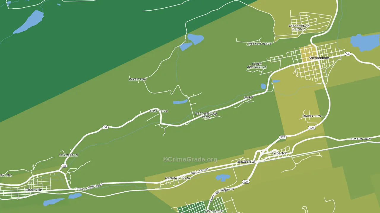 Lost Creek, PA Map of Vehicle Theft Rates
