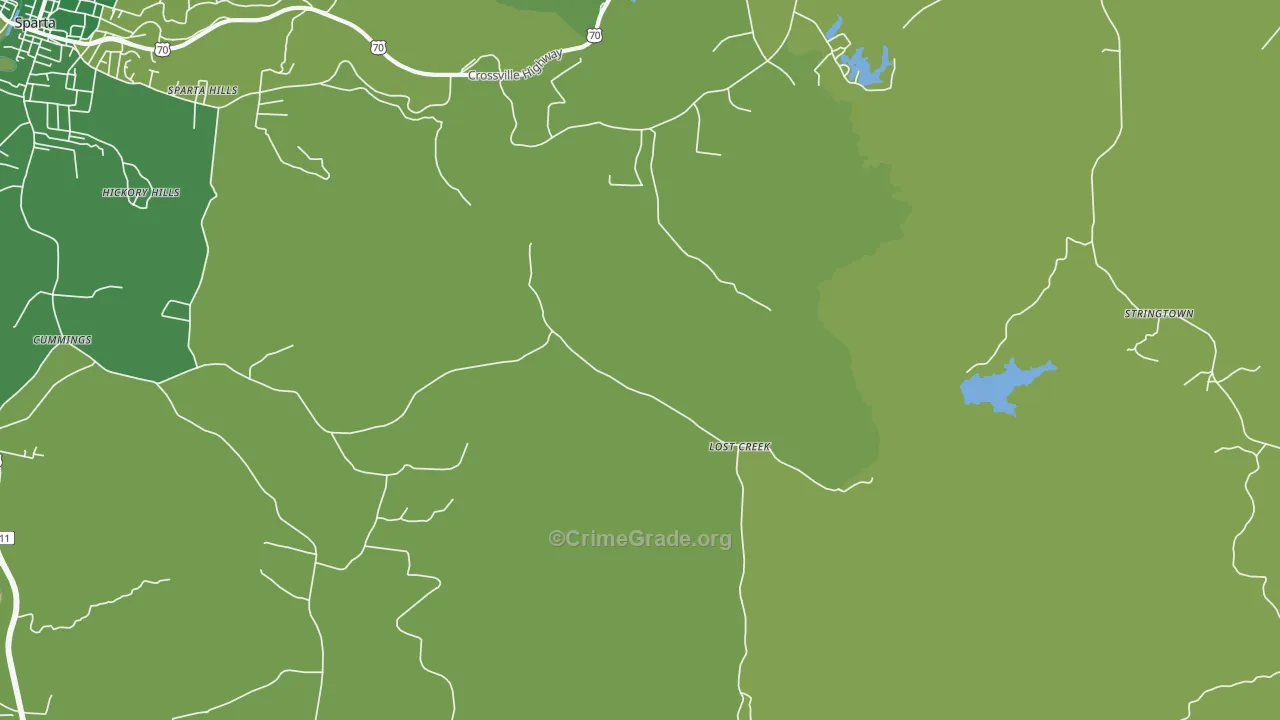 Lost Creek, TN Map of Vehicle Theft Rates