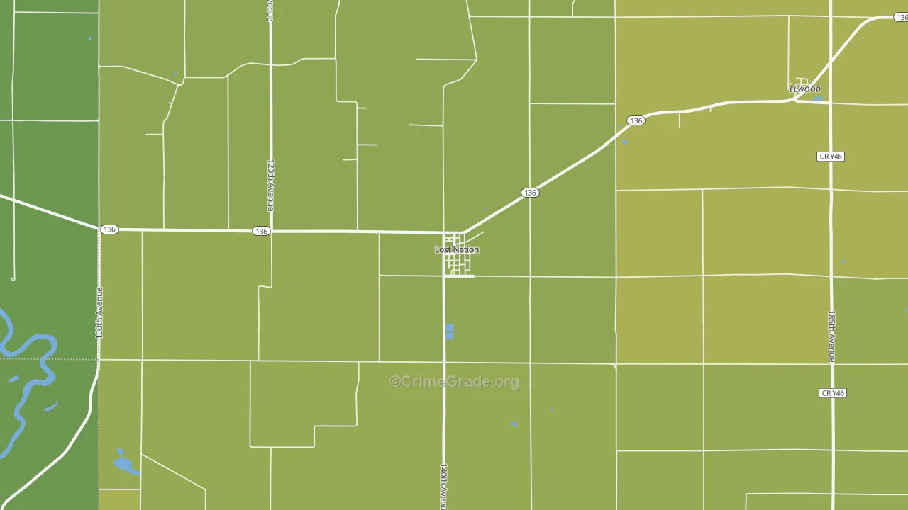Lost Nation, IA Map of Vehicle Theft Rates