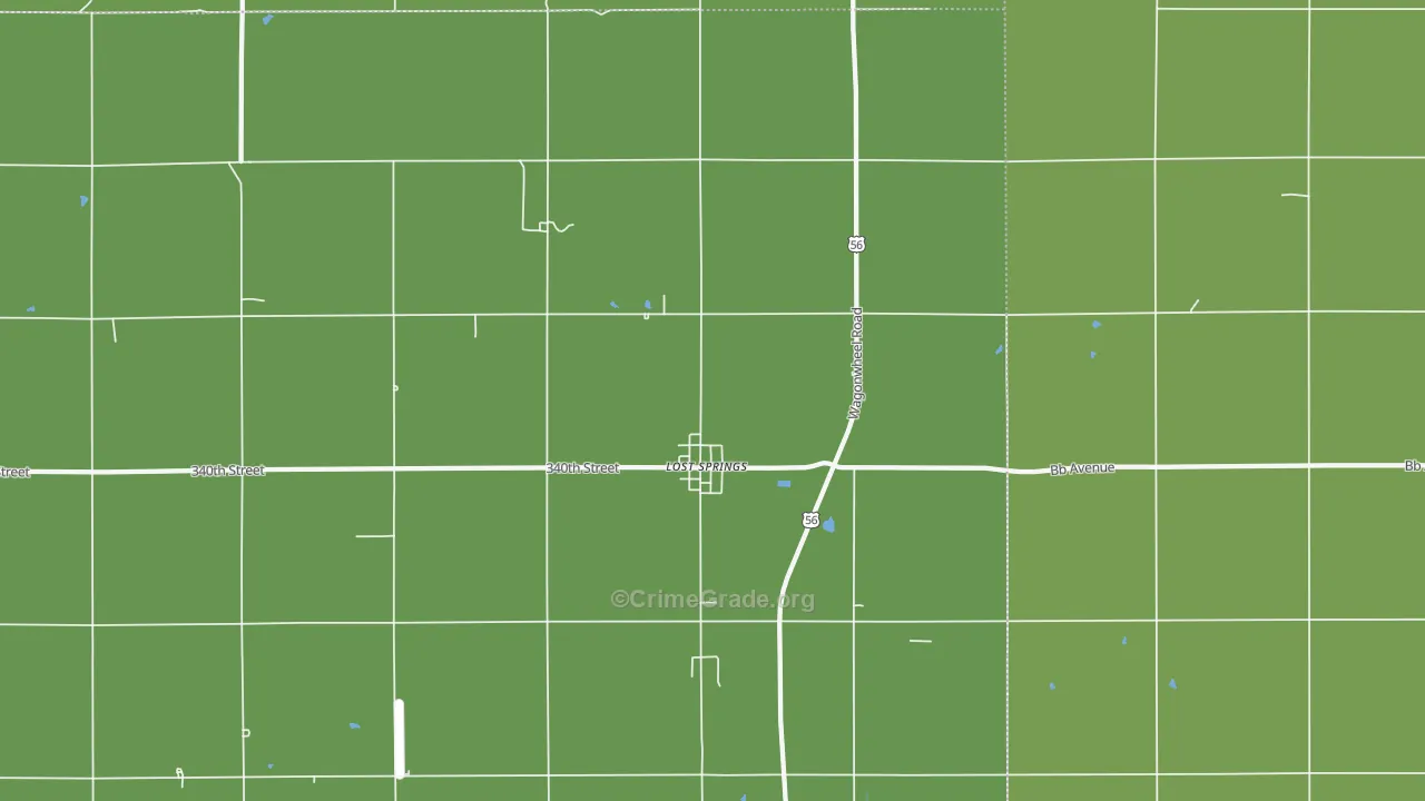 Lost Springs, KS Map of Vehicle Theft Rates