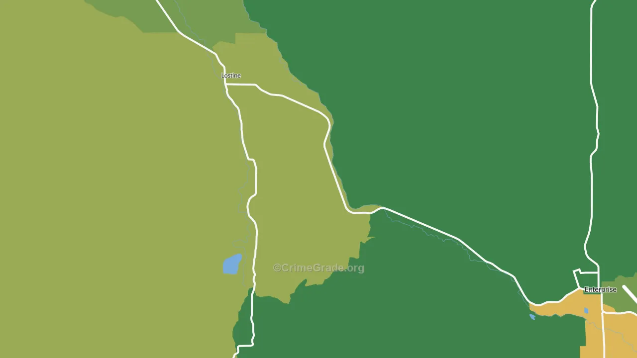 Lostine, OR Map of Vehicle Theft Rates