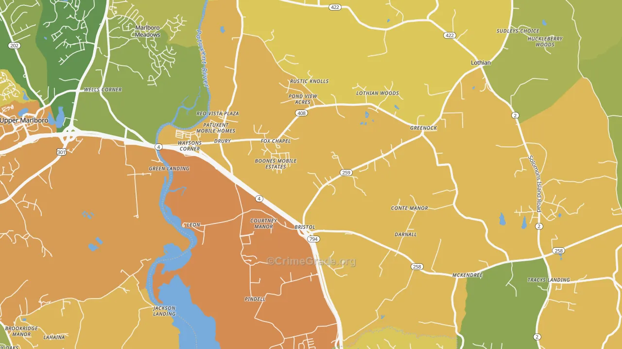 Lothian, MD Map of Vehicle Theft Rates