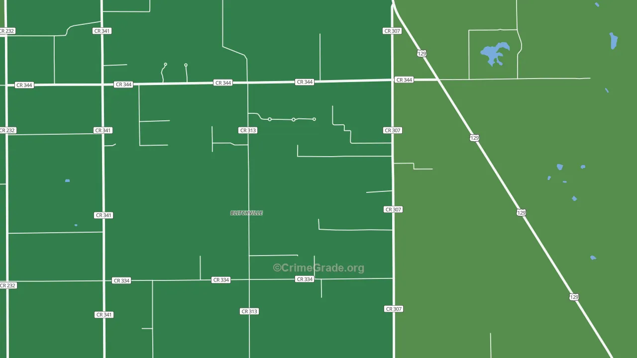Lottieville, FL Map of Vehicle Theft Rates