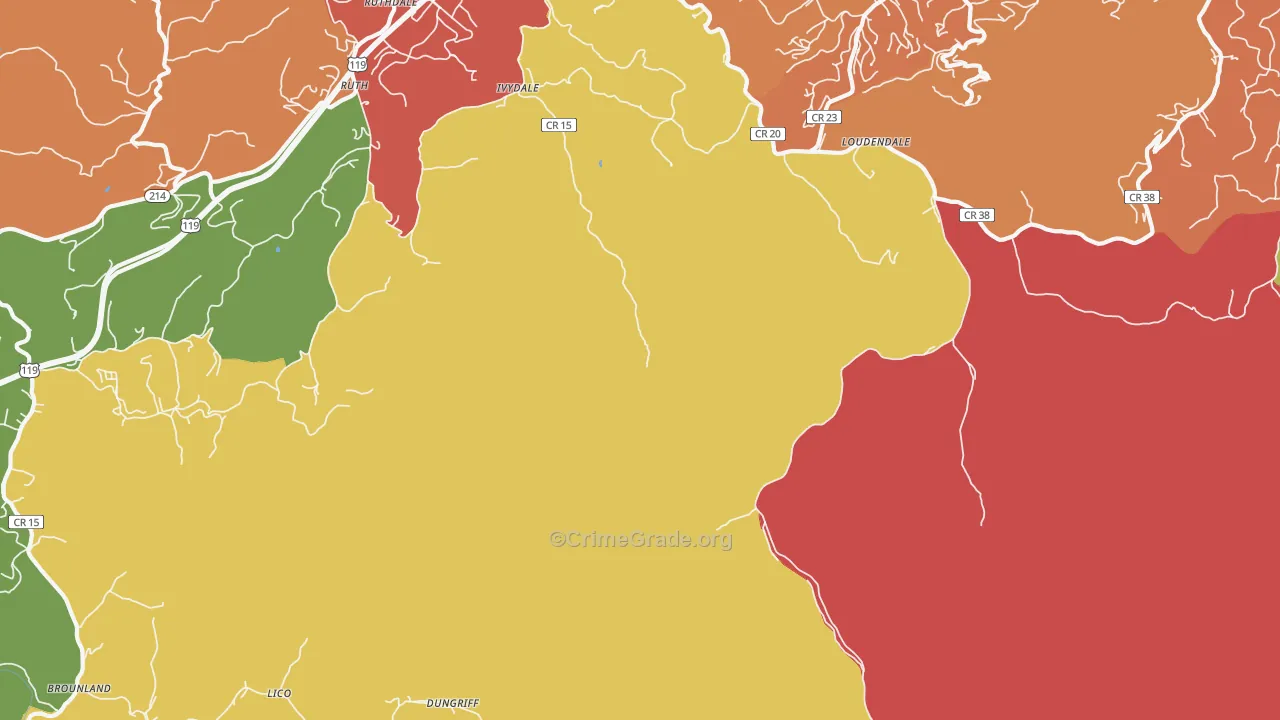Loudendale, WV Map of Vehicle Theft Rates