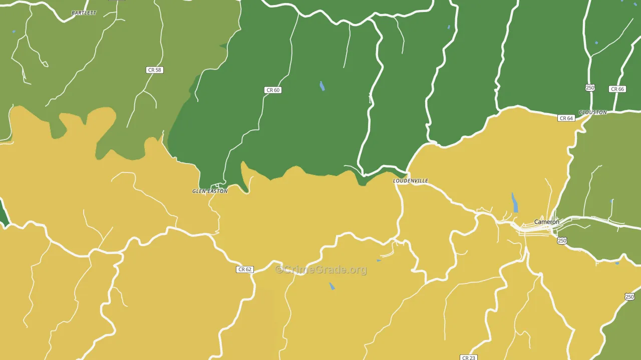 Loudenville, WV Map of Vehicle Theft Rates